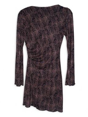 Persaya Black & Pink Long-Sleeve Animal-Print Mini Dress